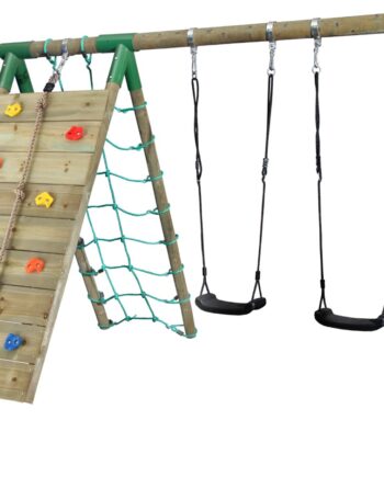 Hrby Bruk Træ Active Climb Gyngestativ Med Klatrevægnet - Hörby Bruk Gyngestativer  - 7318890040871