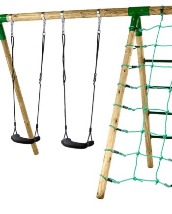 Hrby Bruk Træ Active Gyngestativ Med Klatrenet - Hörby Bruk Gyngestativer  - 7318890844103