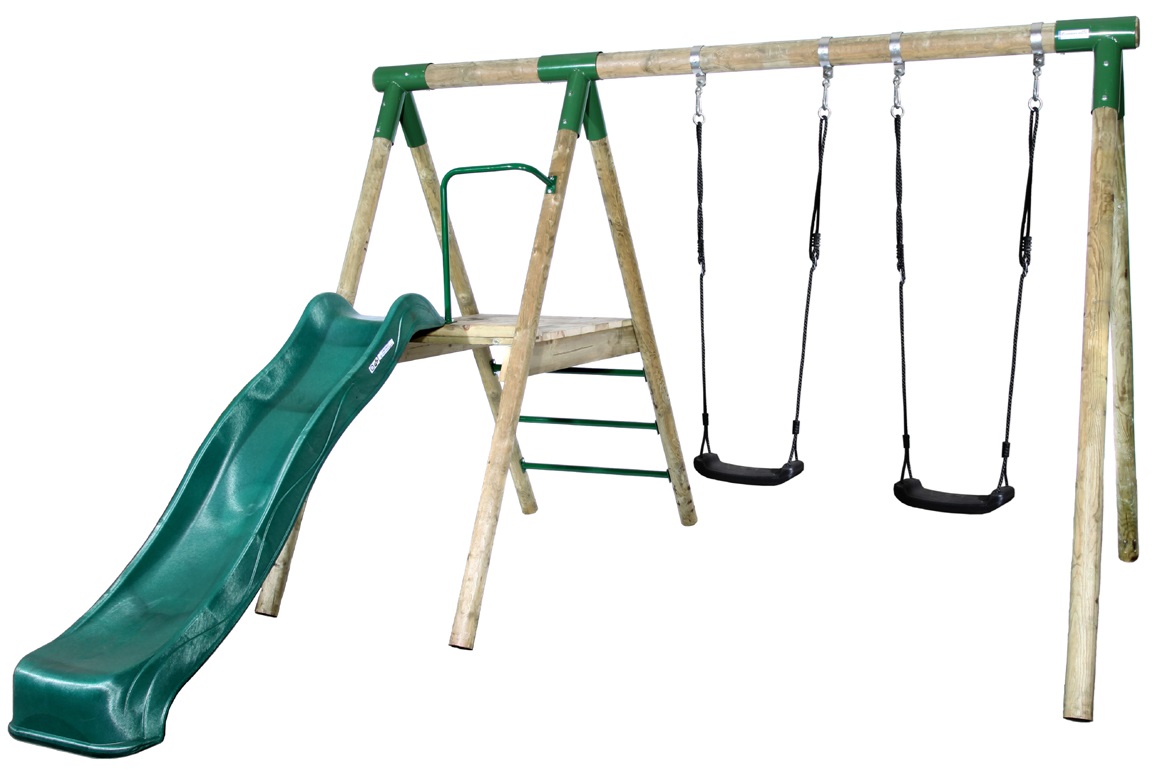 Hrby Bruk Træ Active Gyngestativ Med Rutchebane - Hörby Bruk Gyngestativer - 7318890040864