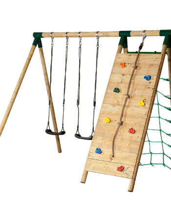 Hrby Bruk Træ Active Højt Climb Gyngestativ Med Klatrevægnet - Hörby Bruk Gyngestativer  - 7318890040895