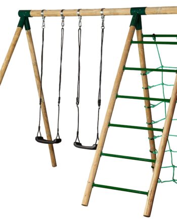 Hrby Bruk Træ Active Højt Gyngestativ Med Klatrenet - Hörby Bruk Gyngestativer  - 7318890040888