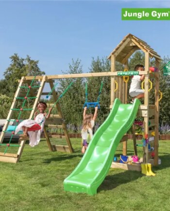 Grøn Jungle Gym Cocoon Legetårn Komplet Inkl Klatremodul Mørke Rutschebane 804 071c2g - Jungle Gym Gyngestativer  - 5705858709833