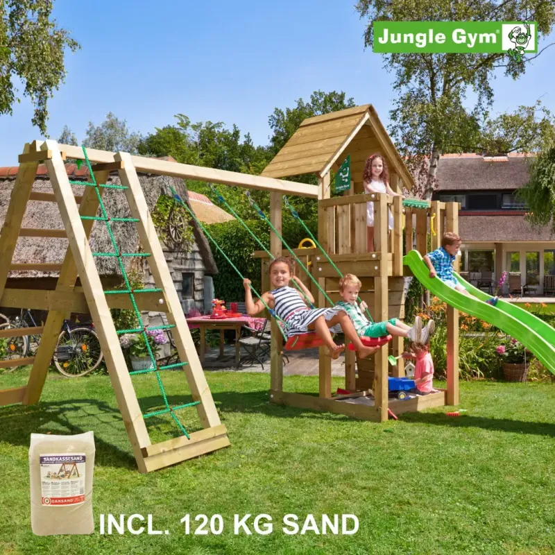 Grøn Jungle Gym Cubby Legetårn Komplet Inkl Climb Module Xtra 120 Sand Rutschebane 804 269cxsg - Jungle Gym Gyngestativer  - 5705858714196