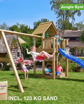 Jungle Gym Cubby Legetårn Komplet Inkl Swing Module Xtra 120 Sand Blå Rutschebane 804 269sxsb - Jungle Gym Gyngestativer  - 5705858714240