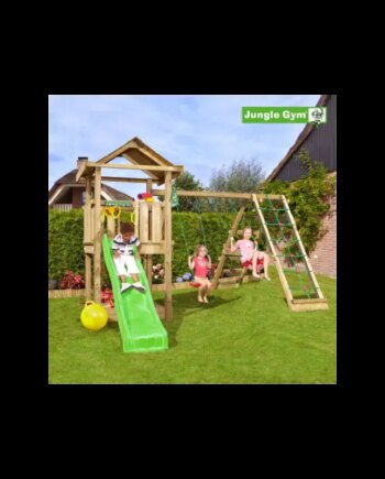 Jungle Gym House Legetårn Komplet Inkl Climb Module Xtra Rutschebane 804 312ncx - Jungle Gym Gyngestativer  - 5705858715933