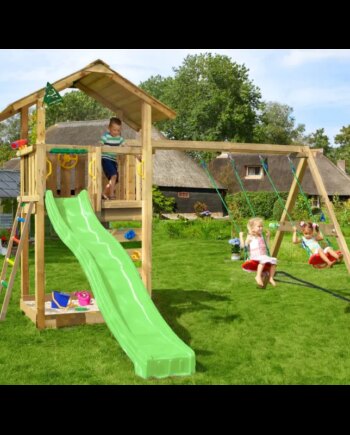Grøn Jungle Gym Sierra Legetårn Komplet Inkl Gyngemodul Rutschebane 804 291sxg - Jungle Gym Gyngestativer  - 5705858721743