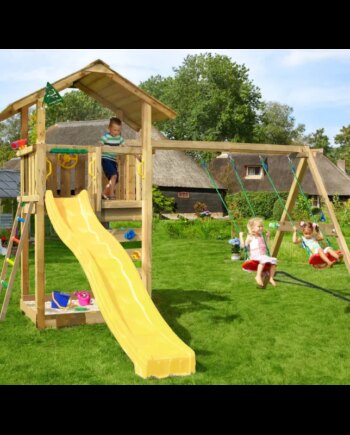 Jungle Gym Sierra Legetårn Komplet Inkl Gyngemodul Gul Rutschebane 804 291sxgu - Jungle Gym Gyngestativer  - 5705858721774