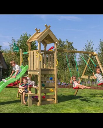 Grøn Jungle Gym Teepee Legetårn Komplet Inkl Gyngemodul Rutschebane 804 088s2g - Jungle Gym Gyngestativer  - 5705858721804