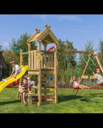 Jungle Gym Teepee Legetårn Komplet Inkl Gyngemodul Gul Rutschebane 804 088s2gu - Jungle Gym Gyngestativer  - 5705858721835