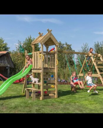 Grøn Jungle Gym Teepee Legetårn Komplet Inkl Klatremodul Rutschebane 804 088c2g - Jungle Gym Gyngestativer  - 5705858721811