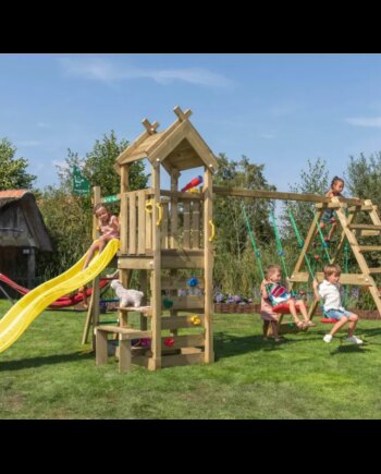 Jungle Gym Teepee Legetårn Komplet Inkl Klatremodul Gul Rutschebane 804 088c2gu - Jungle Gym Gyngestativer  - 5705858721842