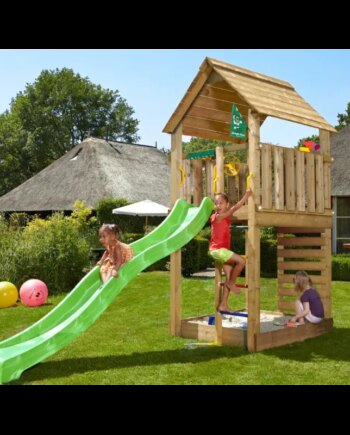Grøn Legetårn Komplet Jungle Gym Cabin Inkl 120 Sand Rutsjebane - Jungle Gym Gyngestativer  - 5705858722191