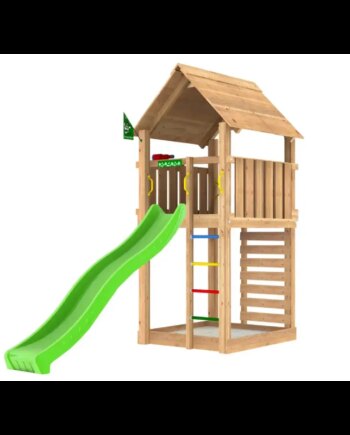 Grøn Legetårn Komplet Jungle Gym Cabin Inkl Rutsjebane - Jungle Gym Gyngestativer  - 5705858722146