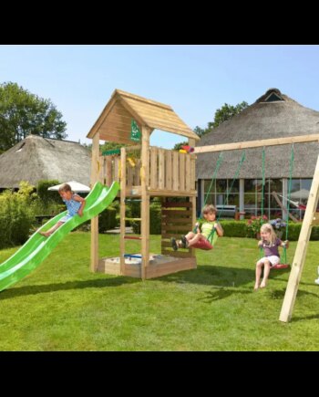 Grøn Legetårn Komplet Jungle Gym Cabin Inkl Swing Modul 120 Sand Rutsjebane - Jungle Gym Gyngestativer  - 5705858722221