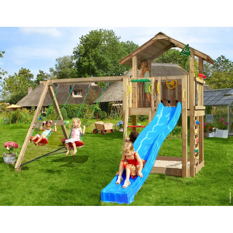 Legetårn Komplet Jungle Gym Chalet Inkl Swing Module Tra 120 Sand Blå Rutschebane 804 432sxsb - Jungle Gym Gyngestativer - 5705858721910