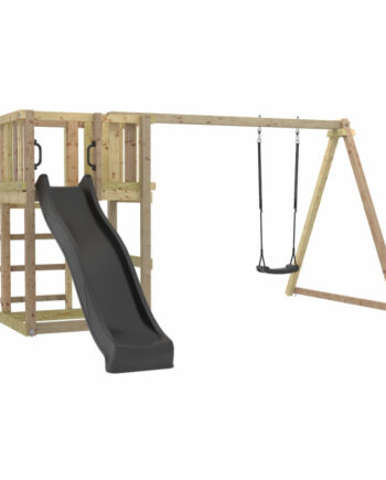 Sort Plus Legetårn Inkl Gyngestativ Grå Rutsjebane Gynge 185292 - Plus A/s Gyngestativer  - 5703393710987