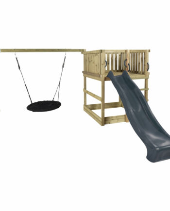 Sort Plus Play Legetårn Inkl Gyngestativ Grå Rutsjebane Redegynge 185282 - Plus A/s Gyngestativer  - 5703393710963